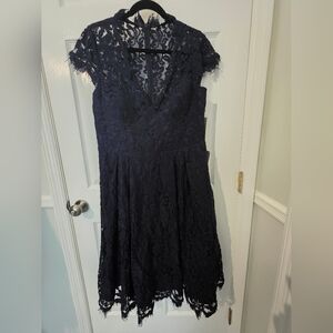 Eliza J Navy Lace Midi Dress